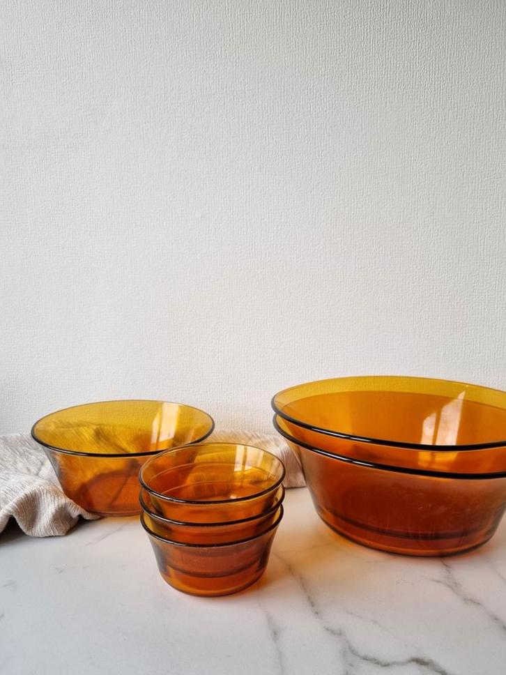 Vintage Duralex France schalen - amberglas, Verzamelen, Retro, Huis en Inrichting, Ophalen of Verzenden