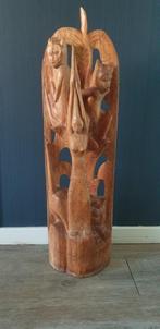 Aziatisch houtsnijwerk blote vrouw apen tijger 63 cm 0905, Antiek en Kunst, Ophalen of Verzenden