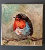 Vogetje ~  roodborstje ~ Kleintje kunst ~ Atelier, Ophalen of Verzenden, Nieuw, Schilderij, Minder dan 50 cm