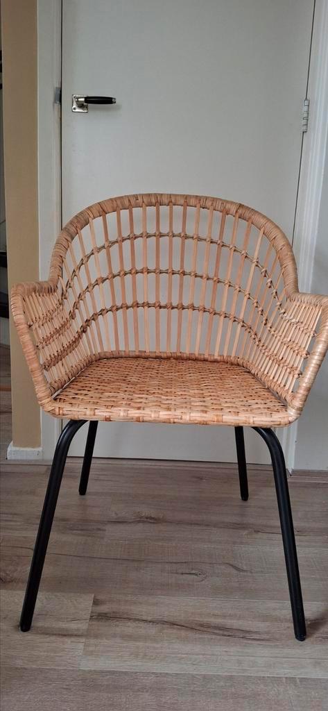 4 IKEA eetkamerstoelen Nilshove., Huis en Inrichting, Stoelen, Zo goed als nieuw, Vier, Riet of Rotan, Zwart, Ophalen