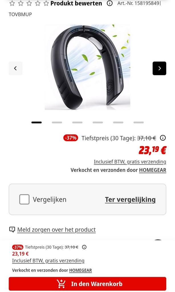 Draagbare Nekventilator - Handsfree Persoonlijke Ventilator, Witgoed en Apparatuur, Ventilatoren, Ophalen of Verzenden