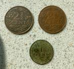 2 x 21/2 cent 1929 1x 1 cent 1922, Postzegels en Munten, Munten | Nederland, Ophalen of Verzenden, Koningin Wilhelmina