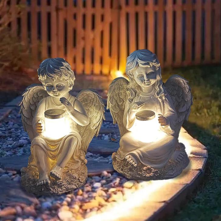 Engelen Beeld Solar Lamp / Tuin Decoratie Engel Licht Lampje, Tuin en Terras, Tuinbeelden, Nieuw, Engelenbeeld, Kunststof, Verzenden