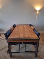 Eettafel met 6 leren stoelen, Huis en Inrichting, Tafels | Eettafels, Ophalen, 200 cm of meer, 50 tot 100 cm, Zo goed als nieuw