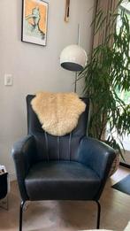 Geschuurd leer fauteuil Lauren zwart, Huis en Inrichting, Fauteuils, Ophalen, Zo goed als nieuw, Leer
