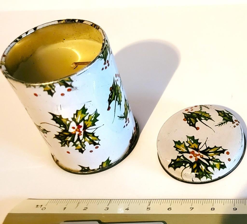 2 kerstkaarsenblikken. kerst kaarsen blikken Vintage Retro, Ophalen of Verzenden, Gebruikt, Overige