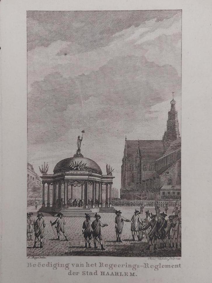 2 / Beediging van het Regeerings Reglement der stad Haarlem, Antiek en Kunst, Kunst | Etsen en Gravures, Ophalen of Verzenden