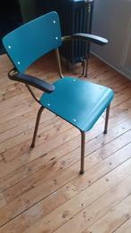 Vintage stoel in Gispen Stijl - hout - metaal - goud, Huis en Inrichting, Stoelen, Metaal, Gebruikt, Eén, Vintage, gispen