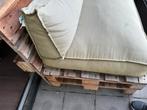 Palletbank met kussens, Tuin en Terras, Tuinbanken, Ophalen, Gebruikt, Hout