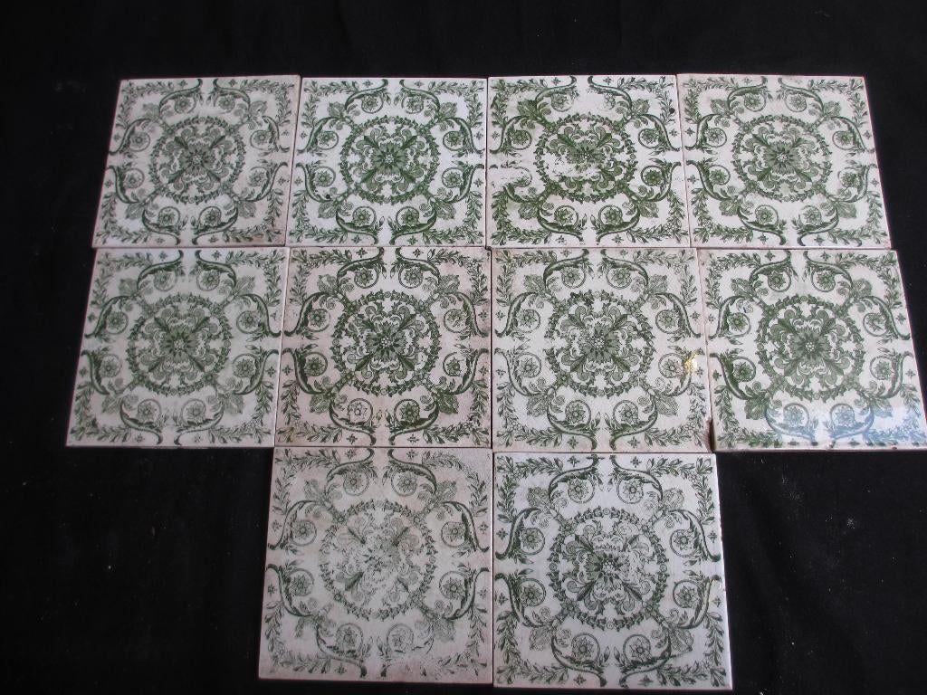 10 antieke tegels 15x15 art deco rond 1900 gemaakt, Ophalen of Verzenden