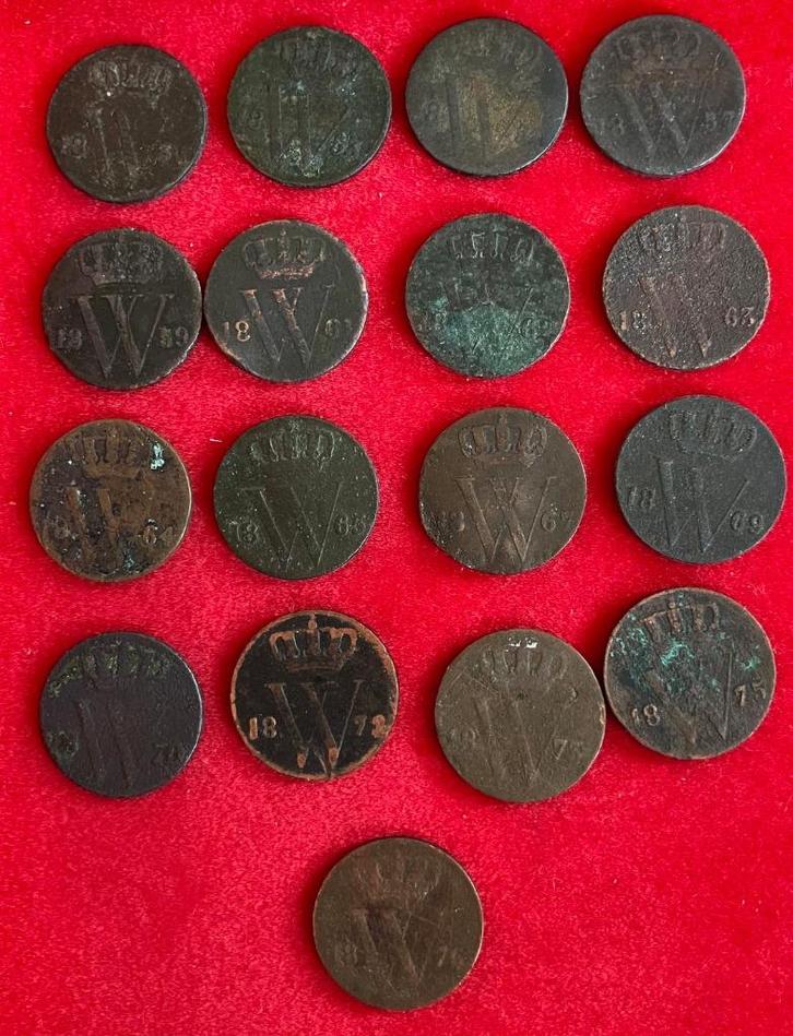 Grote verzameling halve centen, centen en 2,5 cent Willem 3, Postzegels en Munten, Munten | Nederland, Setje, Koning Willem III