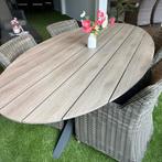 Tuinset met kunststof tafel + 4 wicker stoelen