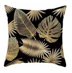 Nieuw, kussenhoes, o.a. varenblad. 45 - 45 cm. Zwart- goud, Ophalen of Verzenden, Nieuw, Zwart, Vierkant
