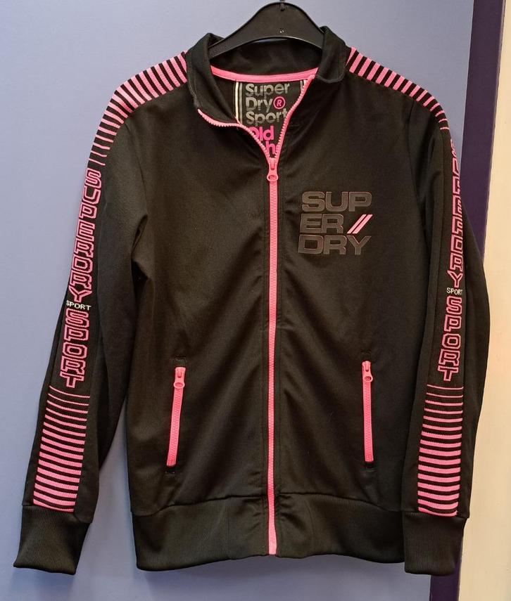 Superdry Sport zwart vest + neon roze details mt 38/40 45684, Kleding | Dames, Sportkleding, Zo goed als nieuw, Overige typen