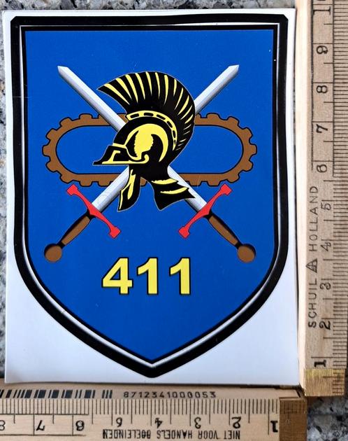 Sticker 411 Pantser Pantsergeniecompagnie logo embleem, Verzamelen, Stickers, Zo goed als nieuw, Overige typen, Ophalen of Verzenden