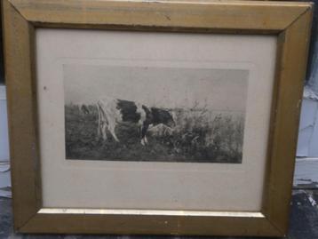 Mooie ets, koeien langs een slootkant, Maris ??  beschikbaar voor biedingen