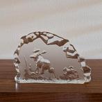 Vintage glas sculptuur eland met hond Zweden Kosta Boda, Ophalen of Verzenden