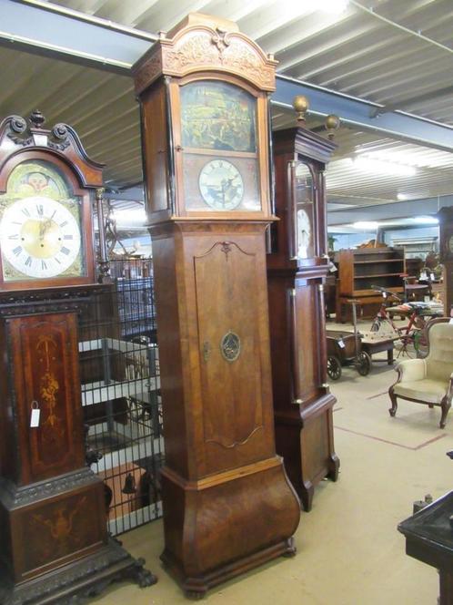 Oer 09991 ANTIEKE noten staande Flötenuhr met beschildering, Antiek en Kunst, Antiek | Klokken, Ophalen