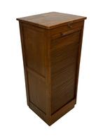Vintage eiken houten archiefkast rolluik roldeurkast 50's, Huis en Inrichting, Kasten | Roldeurkasten en Archiefkasten, Gebruikt