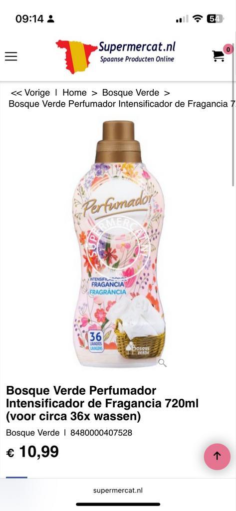 Perfumador Bosque Verde Wasverzachter 720ml, Huis en Inrichting, Schoonmaakartikelen, Schoonmaakmiddel, Ophalen of Verzenden