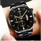 Fashion Men Stainless Steel Watch Luxury Calendar Quartz NEW, Ophalen of Verzenden, Nieuw, Zwart, IOS