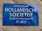 Emaille bord Agentschap Hollandsche Societeit, Reclamebord, Gebruikt, Ophalen of Verzenden