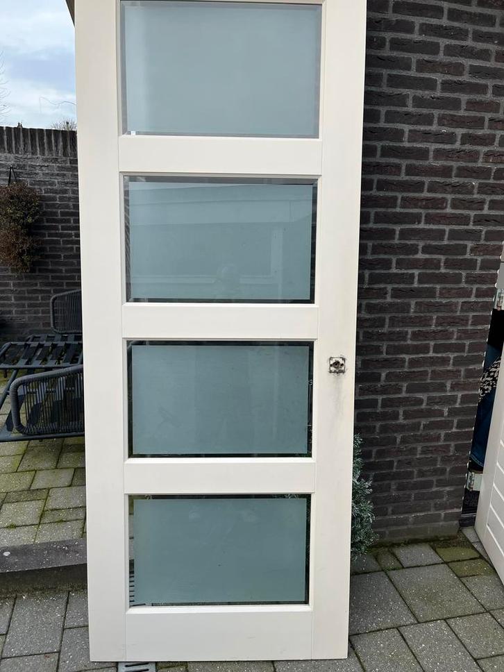 Mooie binnendeur met glaspanelen 2x linksdraaiend, Doe-het-zelf en Verbouw, Deuren en Horren, Gebruikt, Binnendeur, 215 cm of meer
