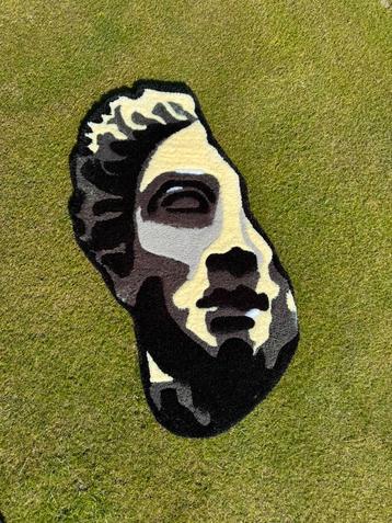 Handmade Tufted David Head Rug: Modern Art Decor (80x60 cm) beschikbaar voor biedingen