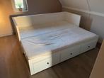 Uitschuifbaar bed met opbergruimte - 200x80/160, Huis en Inrichting, Ophalen, Eenpersoons, Wit, Zo goed als nieuw