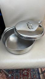 Bk hapjespan 24 cm stainless steel 18-10 met deksel, Ophalen of Verzenden, Zo goed als nieuw, Rvs, Koekenpan of Braadpan