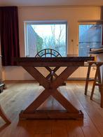 Massief houten tafel, handgemaakt, Ophalen, Gebruikt, 100 tot 150 cm, Eikenhout