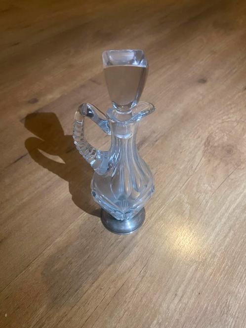 Antieke kristal Karaf met Zilveren Voet Gemerkt, Antiek en Kunst, Antiek | Glas en Kristal, Ophalen of Verzenden