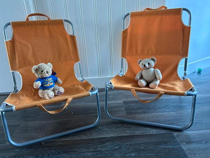 Twee lage inklapbare stoeltjes, Huis en Inrichting, Stoelen, Zo goed als nieuw, Twee, Ophalen of Verzenden