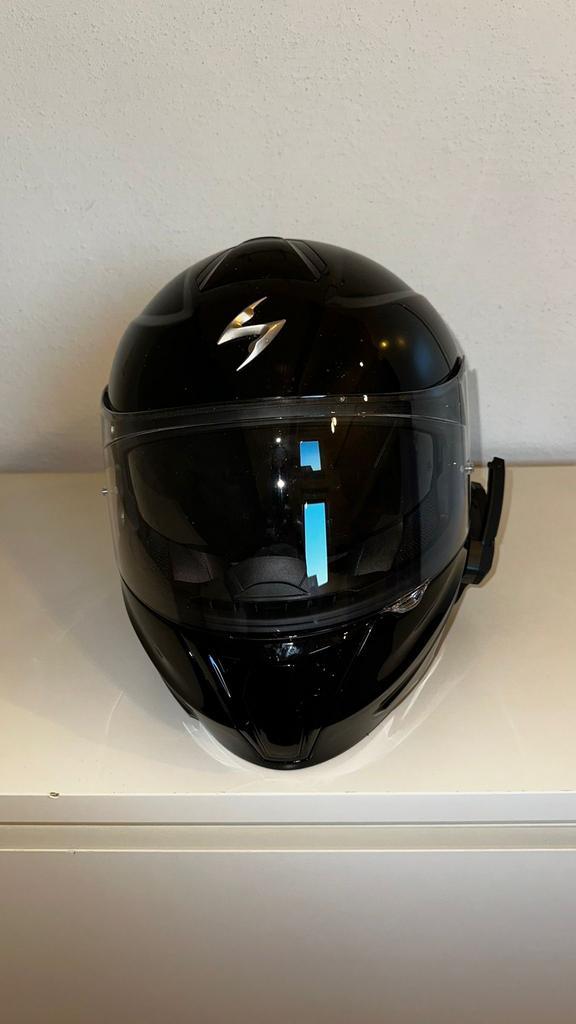 Scorpion exo920 met sena 30k, Motoren, Kleding | Motorhelmen, Heren, Integraalhelm, M, Shark, Tweedehands, Ophalen of Verzenden