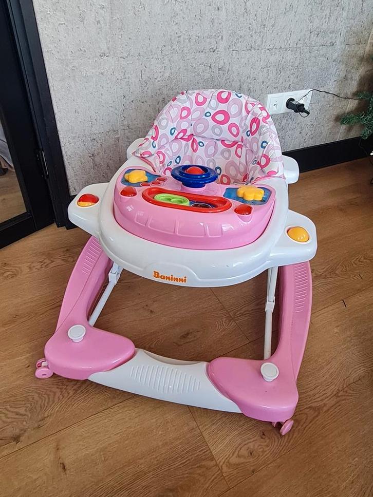 Baninni roze loopstoel, Kinderen en Baby's, Wipstoeltjes, Zo goed als nieuw, Ophalen of Verzenden