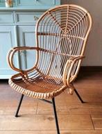Vintage rotan stoel hoge Rohé fauteuil relaxstoel midcentury, Huis en Inrichting, Stoelen, Ophalen, Overige kleuren, Riet of Rotan