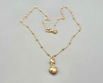 Goud op zilver bolletjes ketting hartjeshanger. 2026/65., Met hanger, ., Nieuw, Ophalen of Verzenden