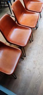 4 cognac vintage style design stoelen, Gebruikt, Bruin, Ophalen