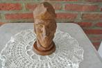Vintage Uitgestoken Houten Beeld Mannenhoofd/Pet, Ophalen of Verzenden