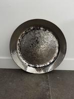 Grote zilverkleurige schaal diameter 46 cm, Ophalen, Overige materialen, Schaal, Rond