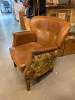 Engelse leren fauteuil met bloemmotief, Ophalen of Verzenden, ., ., .
