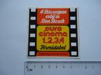 sticker oud Bioscoop den bosch 1975 Euro cinema film retro, Verzenden, Zo goed als nieuw, Bedrijf of Vereniging