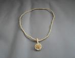 Antiek Ketting Been Met Bloem Hanger, Sieraden, Tassen en Uiterlijk, Antieke sieraden, Ophalen of Verzenden, Overige materialen