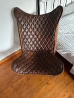 Vintage leren vlinderstoel, Huis en Inrichting, Stoelen, Ophalen, Gebruikt, Bruin, Eén