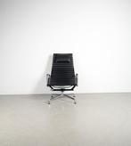 3x Vitra Eames EA 124 + 125 Set Zwart Leer – Chroom, Niet ingevuld, Niet ingevuld, 75 tot 100 cm, Ophalen of Verzenden