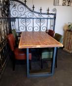 Complete eethoek 4 stoelen en eettafel metalen poten, Huis en Inrichting, Ophalen, Zo goed als nieuw, 4 tot 6 stoelen