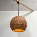 Grote rotan hanglamp wicker riet jaren 60 70 brocante, Ophalen, Gebruikt, Vintage brocante, Minder dan 50 cm