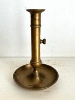 Antiek koperen schuifkandelaar 20 cm, Ophalen, Koper of Brons