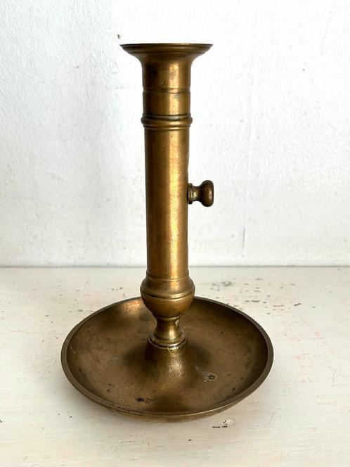 Antiek koperen schuifkandelaar 20 cm, Antiek en Kunst, Antiek | Kandelaars, Koper of Brons, Ophalen