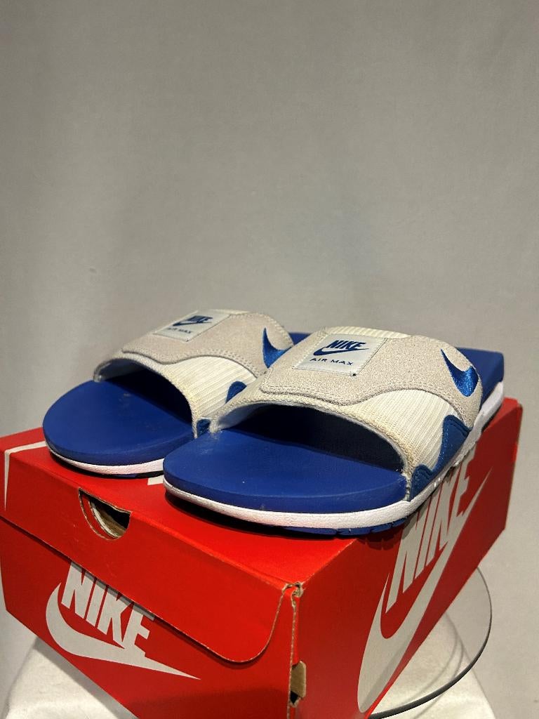 ALS NIEUW! Maat 46 - Nike Air Max 1 Slide Royal Blue, Slippers, Nike, Zo goed als nieuw, Nike